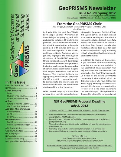GeoPRISMS Newsletter Spring 2012 Issue 28